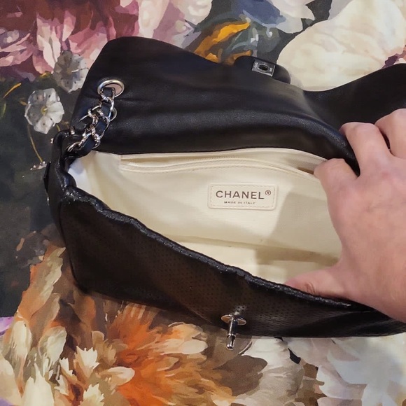 Chanel Authentic Black Perforated Lambskin Baseball Spirit Flap Bag - Picture 3 of 6